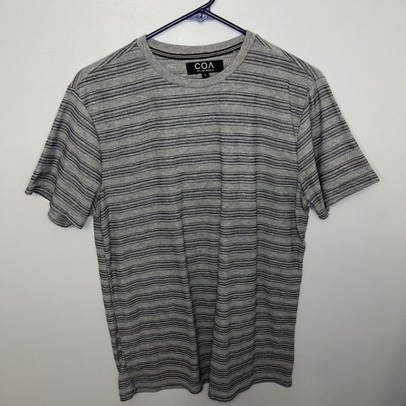City of Angels COA T Shirt Mens Large Knit Striped Short Sleeve Casual Gray NWOT - Picture 1 of 8